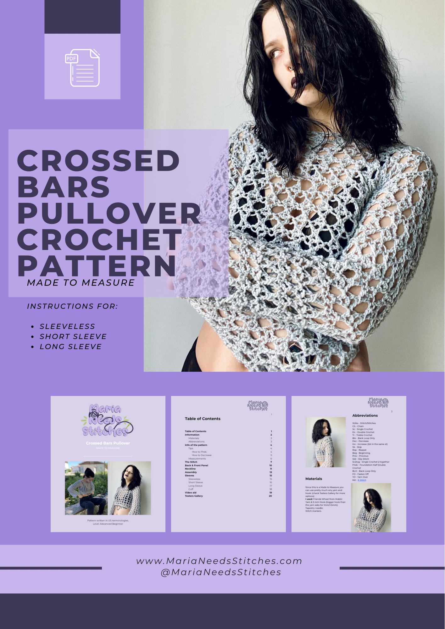 Crossed Bars Pullover Crochet Pattern